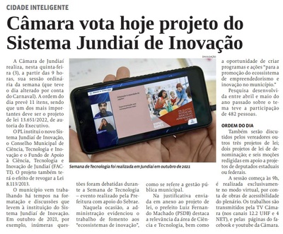 Câmara vota hoje projeto do Sistema Jundiaí de Inovação