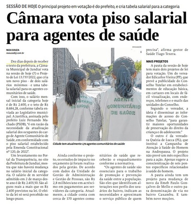 Câmara vota piso salarial para agentes de saúde