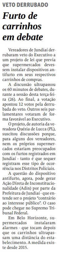 Furto de carrinhos em debate