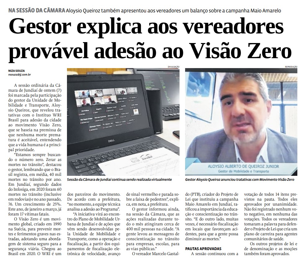 Gestor explica aos vereadores provável adesão ao Visão Zero