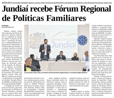 Jundiaí recebe Fórum Regional de Políticas Familiares