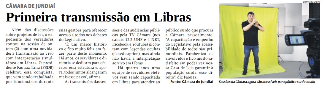 Primeira transmissão em Libras