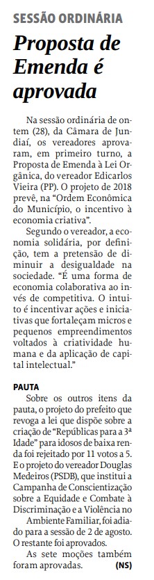 Proposta de Emenda é aprovada