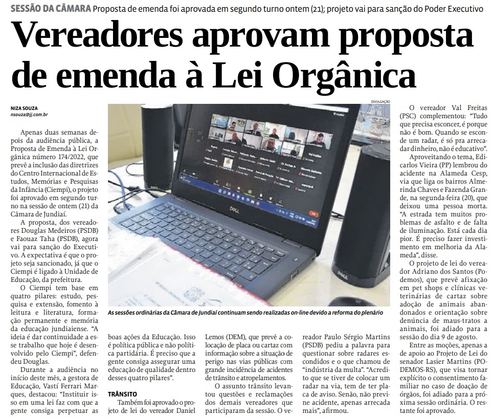 Vereadores aprovam proposta de emenda à Lei Orgânica
