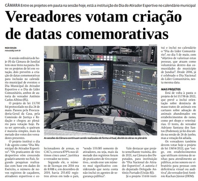 Vereadores votam criação de datas comemorativas