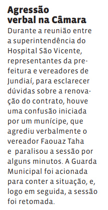 Agressão verbal na Câmara