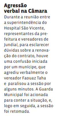 Agressão verbal na Câmara