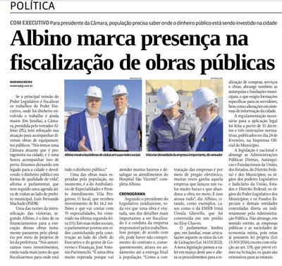Albino marca presença na fiscalização de obras públicas