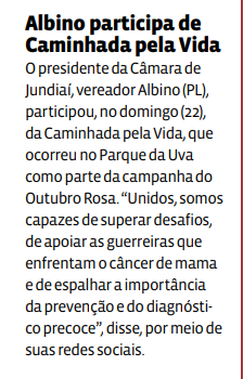 Albino participa de Caminhada pela Vida