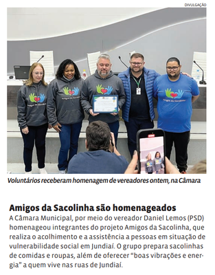 Amigos da Sacolinha são homenageados