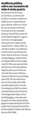 Audiência pública sobre uso excessivo de telas é nesta quarta