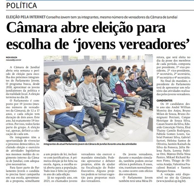 Câmara abre eleição para escolha de ‘jovens vereadores’