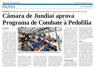 Câmara de Jundiaí aprova Programa de Combate à Pedofilia