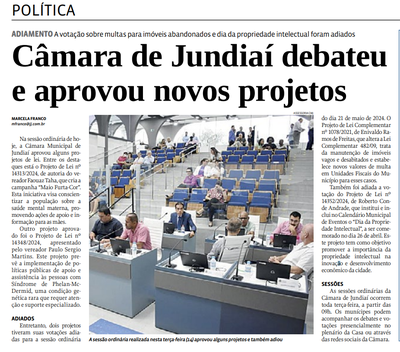 Câmara de Jundiaí debateu e aprovou novos projetos