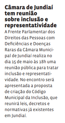 Câmara de Jundiaí tem reunião sobre inclusão e representatividade