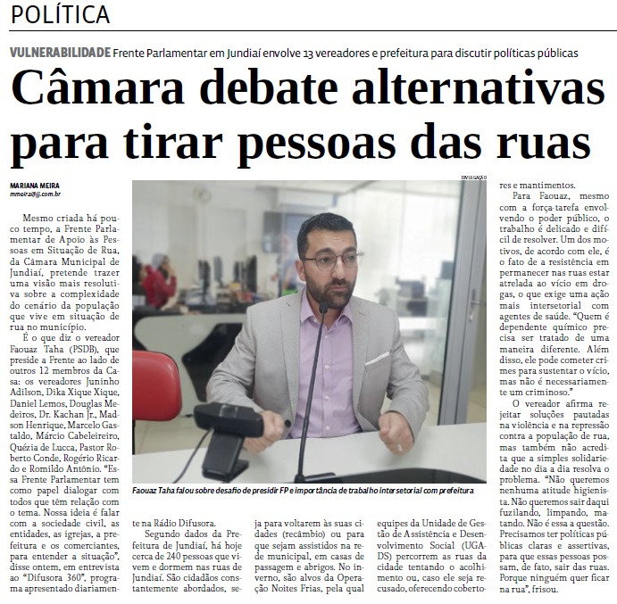 Câmara debate alternativas para tirar pessoas das ruas