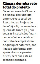Câmara derruba veto total do prefeito