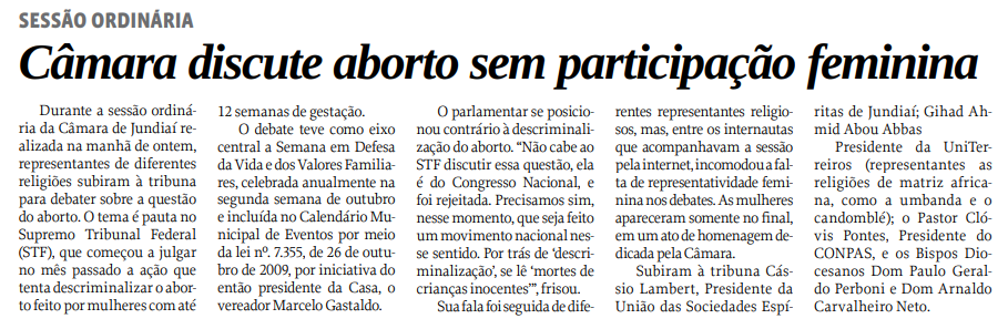 Câmara discute aborto sem participação feminina