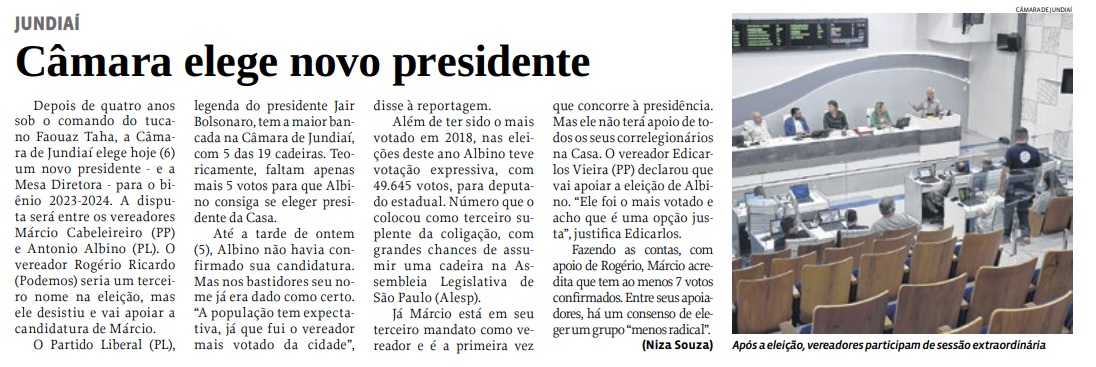Câmara elege novo presidente