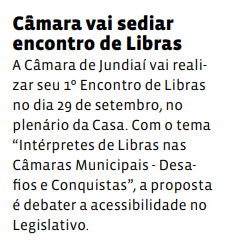 Câmara vai sediar  encontro de Libras