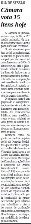 Câmara vota 15 itens hoje