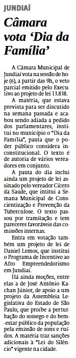 Câmara vota ‘Dia da Família’