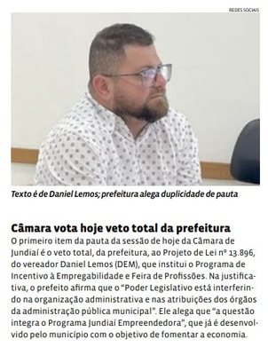 Câmara vota hoje veto total da prefeitura