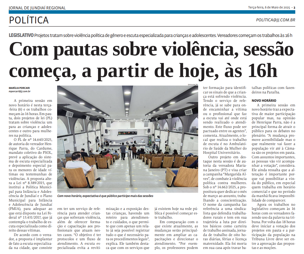 Com pautas sobre violência, sessão começa, a partir de hoje, às 16h