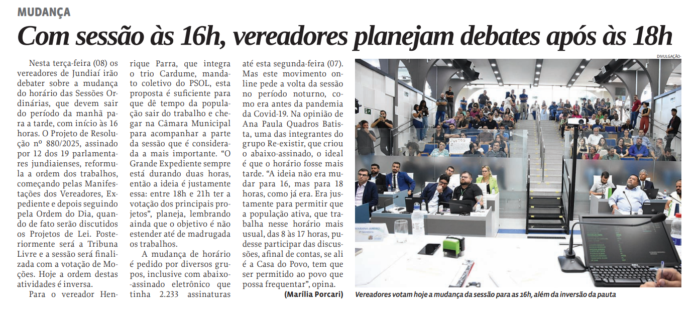 Com sessão às 16h, vereadores planejam debates após as 18h