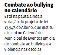 Combate ao bullying no calendário