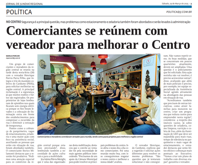 Comerciantes se reúnem com vereador para melhorar o Centro
