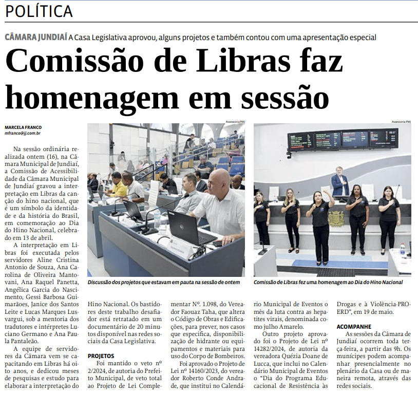 Comissão de Libras faz homenagem em sessão