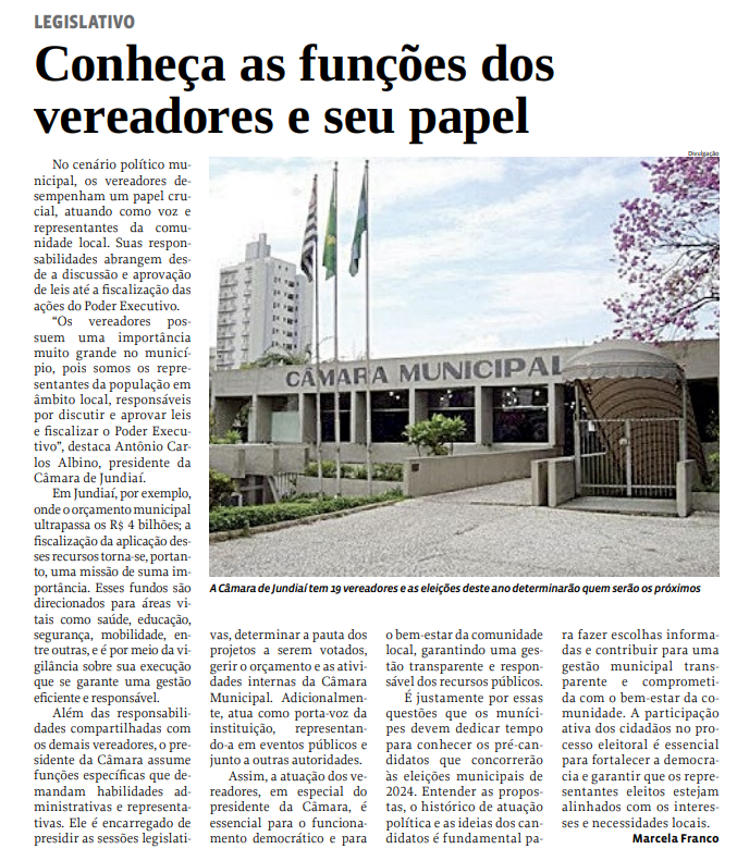 Conheça as funções dos vereadores e seu papel