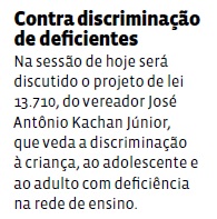 Contra discriminação de deficientes