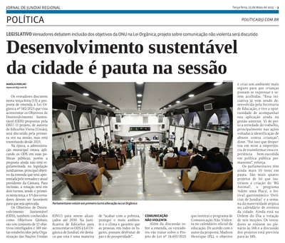 Desenvolvimento sustentável da cidade é pauta na sessão