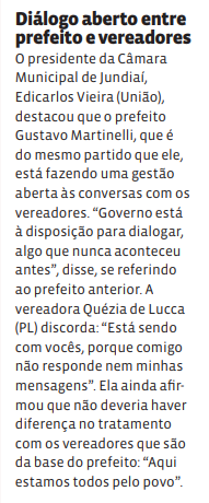 Diálogo aberto entre prefeito e vereadores