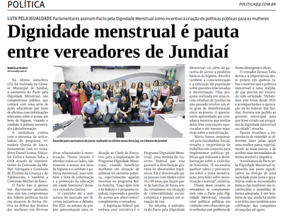 Dignidade menstrual é pauta  entre vereadores de Jundiaí