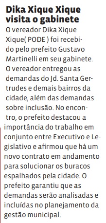 Dika Xique Xique visita o gabinete