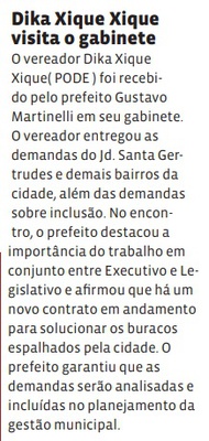 Dika Xique Xique visita o gabinete
