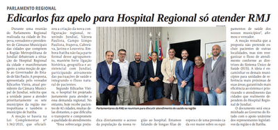 Edicarlos faz apelo para Hospital Regional só atender RMJ