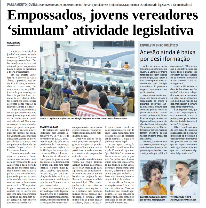 Empossados, jovens vereadores ‘simulam’ atividade legislativa