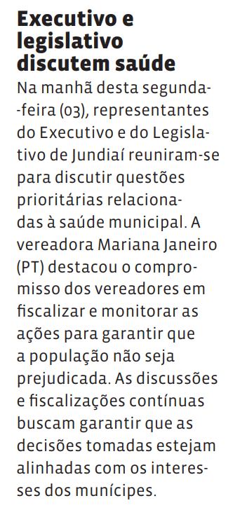 Executivo e legislativo discutem saúde