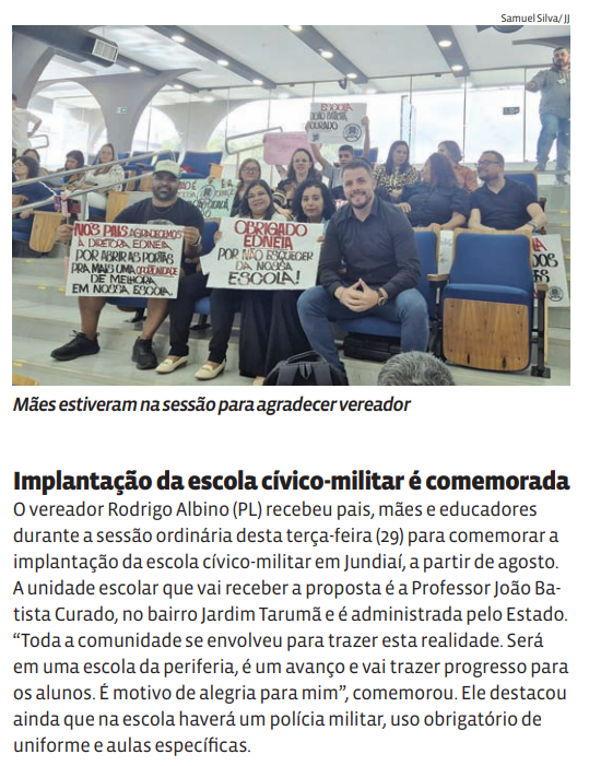 Implantação da escola cívico-militar é comemorada