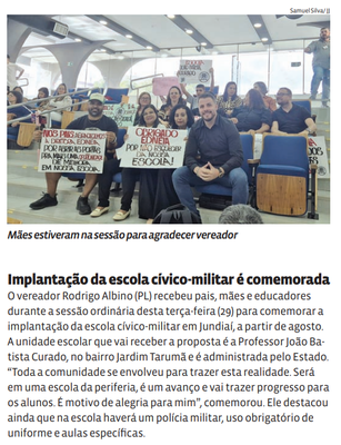 Implantação da escola cívico-militar é comemorada