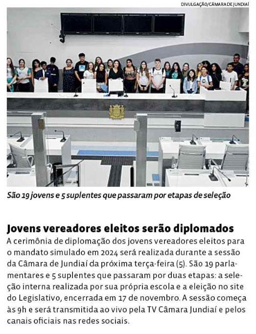 Jovens vereadores eleitos serão diplomados