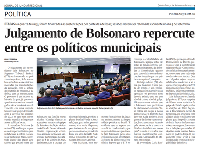 Julgamento de Bolsonaro repercute entre os políticos municipais