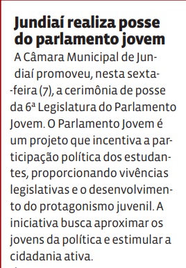 Jundiaí realiza posse do parlamento jovem