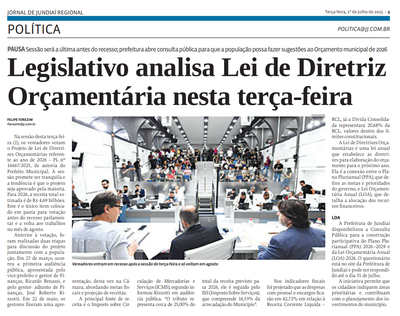 Legislativo analisa Lei de Diretriz Orçamentária nesta terça-feira