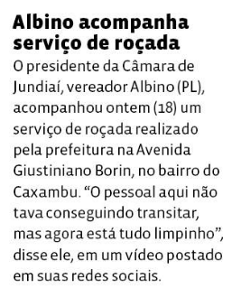 Albino acompanha serviço de roçada