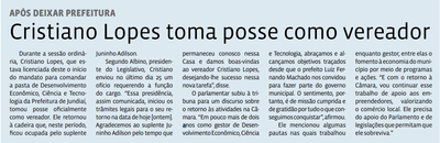 Cristiano Lopes toma posse como vereador